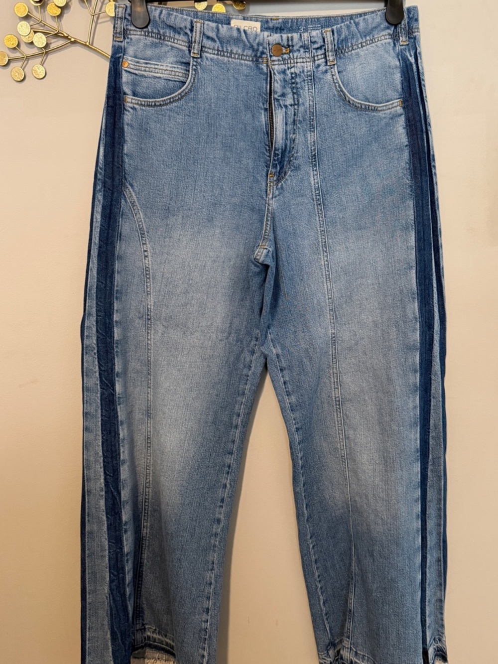 The Adi Mid Rise Frayed Relaxed Flare Jeans / PILCRO